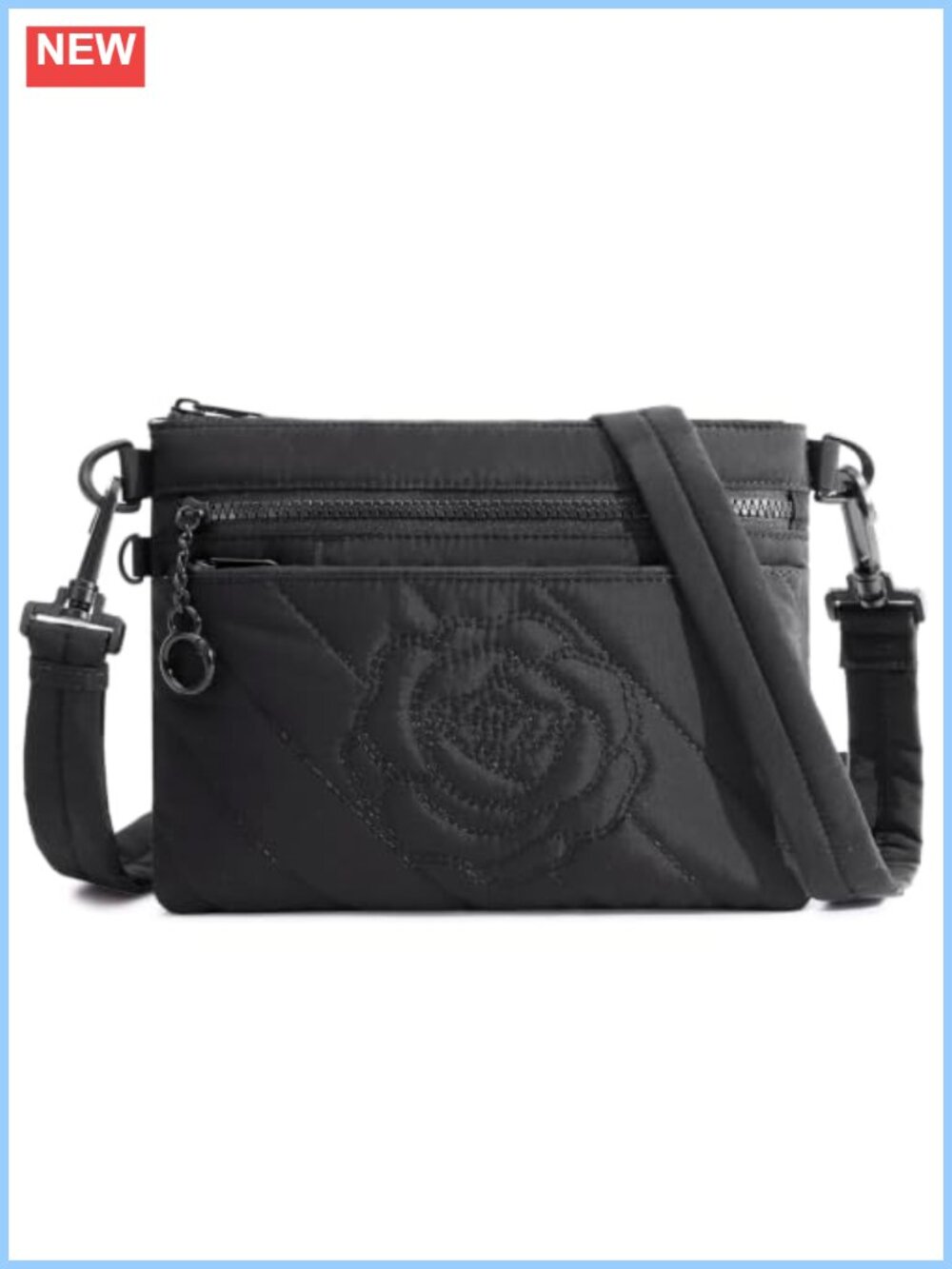 Quilted Puffer Crossbody Bag RFID Nylon Travel Purse